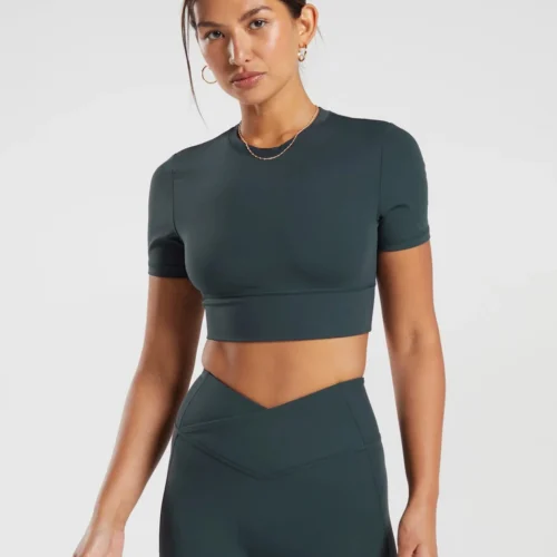 Crossover Short-Sleeve Crop Top